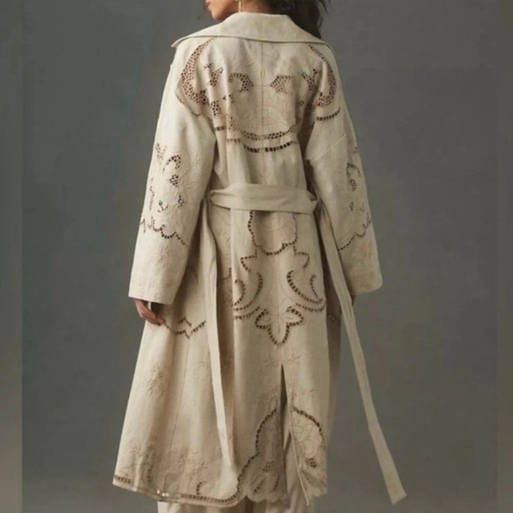 Avec Les Filles Cutwork Linen Trench Coat - Picture 3 of 7